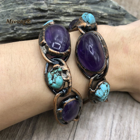 Purple Amethyst Cuff Bracelets-ToShay.org