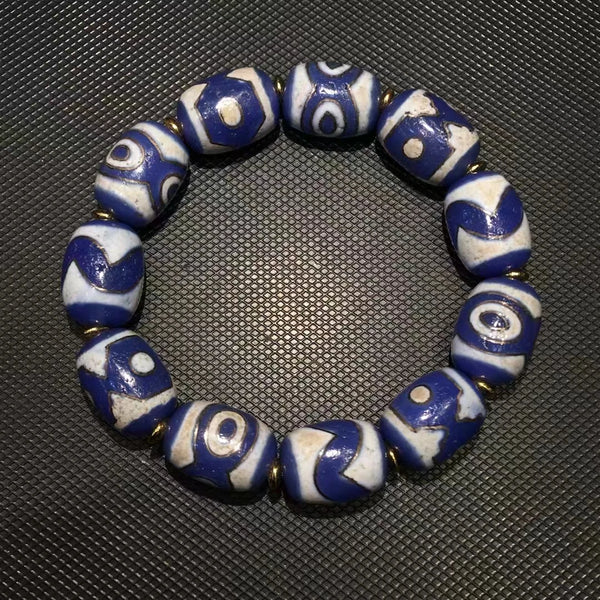 Blue Duobao Dzi Bracelet-ToShay.org