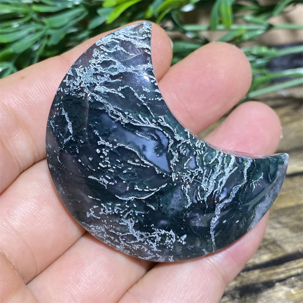 Green Moss Agate Moon-ToShay.org