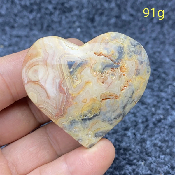 Yellow Crazy Agate Hearts-ToShay.org