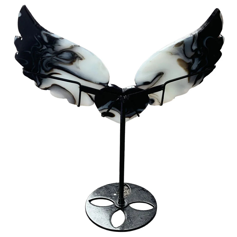 White Black Zebra Stone Angel Wings-ToShay.org