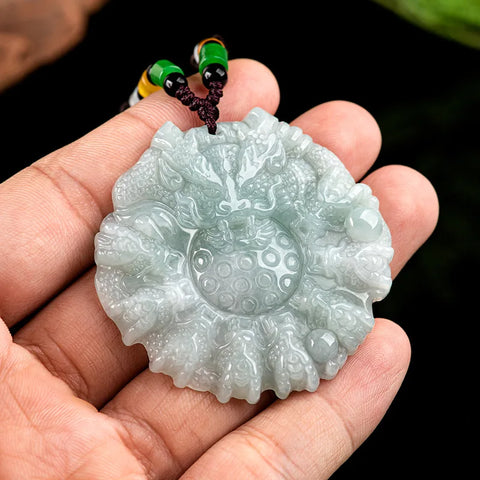 Blue Jade Dragon Pendant-ToShay.org