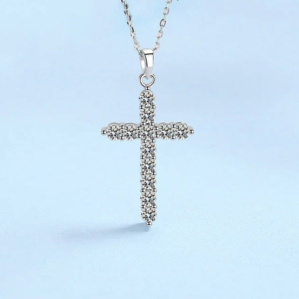 Silver Diamond Cross Necklaces-ToShay.org