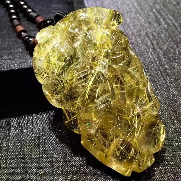 Gold Rutilated Quartz Pendant-ToShay.org