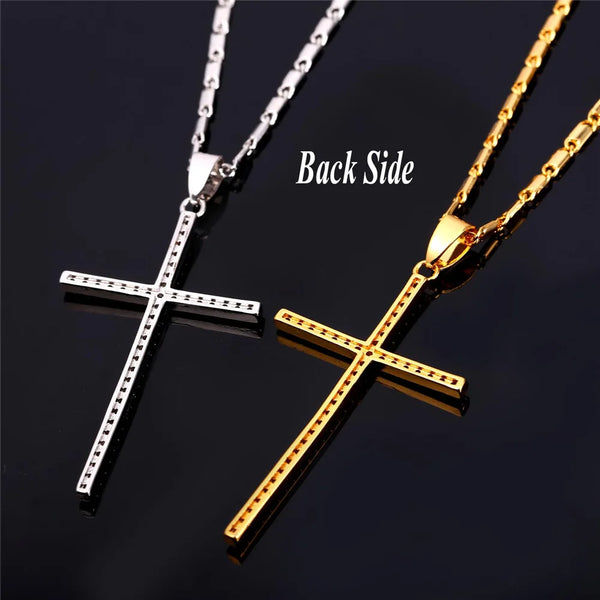 Gold Crystal Cross Necklace-ToShay.org