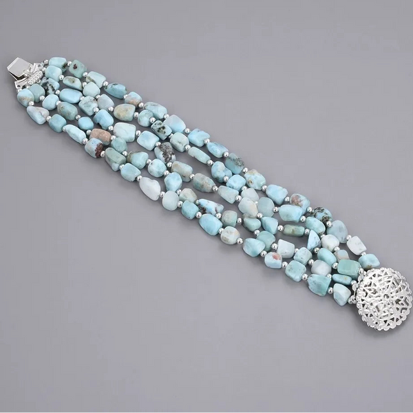 Blue Larimar Bead Bracelet-ToShay.org