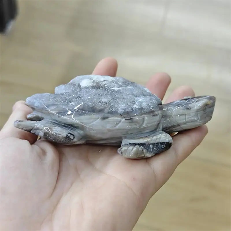 Grey Agate Druzy Turtle-ToShay.org
