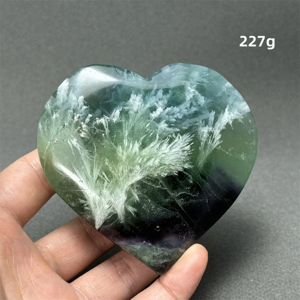 Green Feather Fluorite Heart-ToShay.org