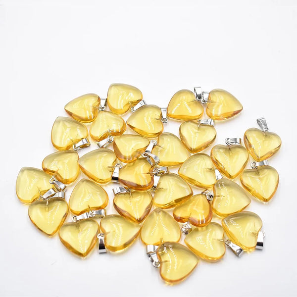 Mixed Glass Crystal Heart Pendants-ToShay.org