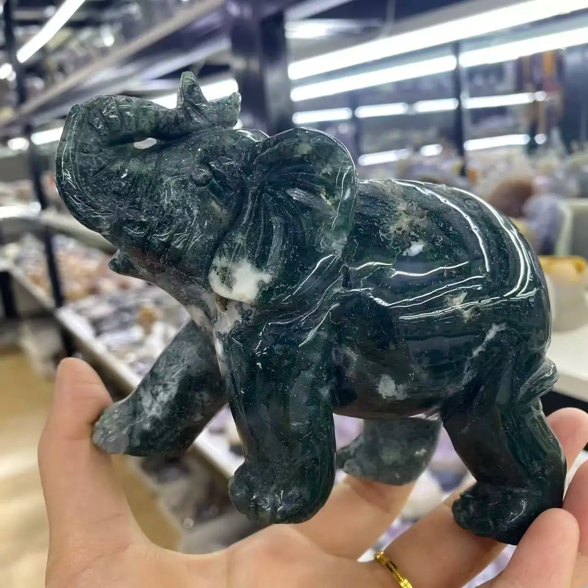 Green Moss Agate Elephant-ToShay.org