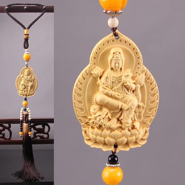 Wood Carved Buddha Pendant-ToShay.org