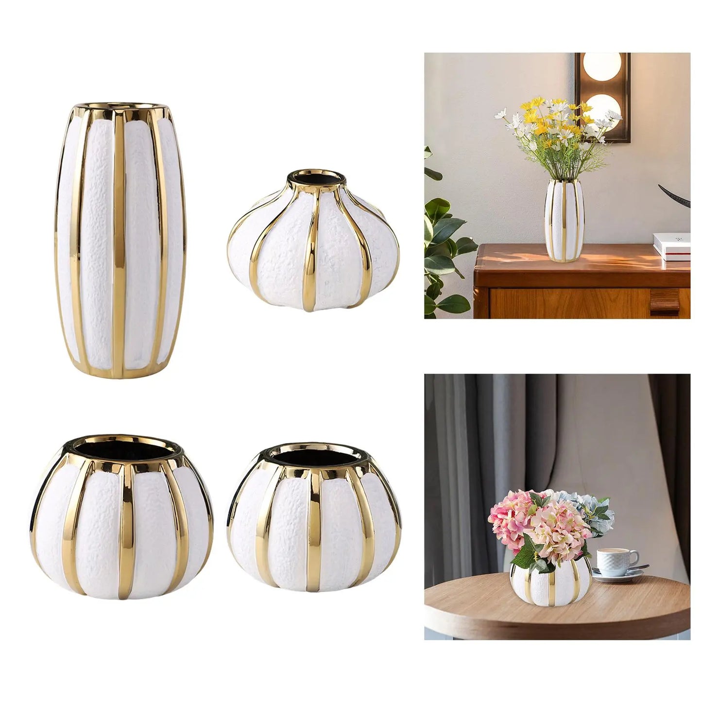 White Gold Ceramic Vases-ToShay.org