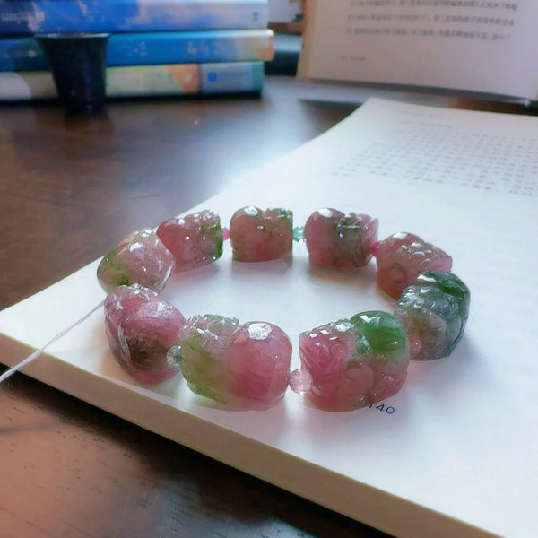 Pink Tourmaline Pi Xiu Bracelet-ToShay.org