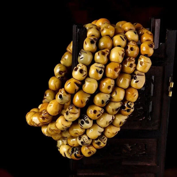Yellow Cow Bone Skull Beads-ToShay.org