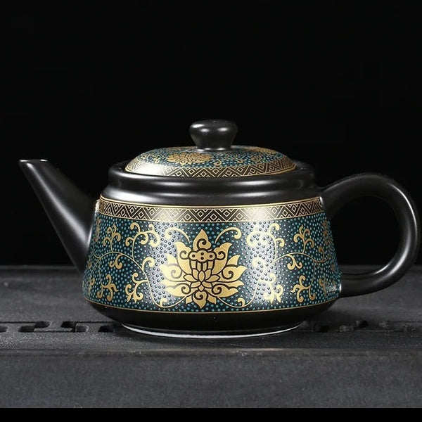 Black Gold Glaze Ceramic Tea Pot-ToShay.org