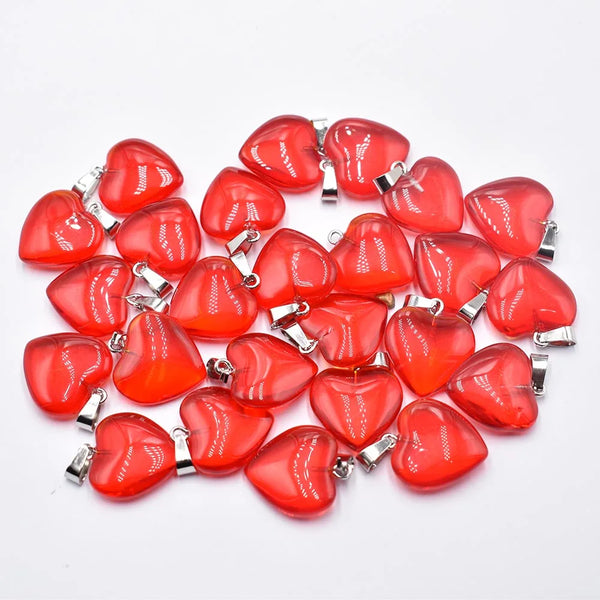Mixed Glass Crystal Heart Pendants-ToShay.org