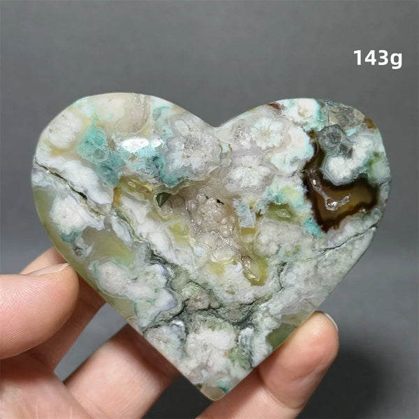 Green Sakura Agate Heart-ToShay.org