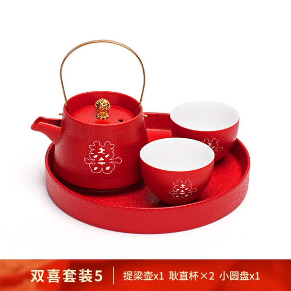 Red Ceramic Tea Set-ToShay.org