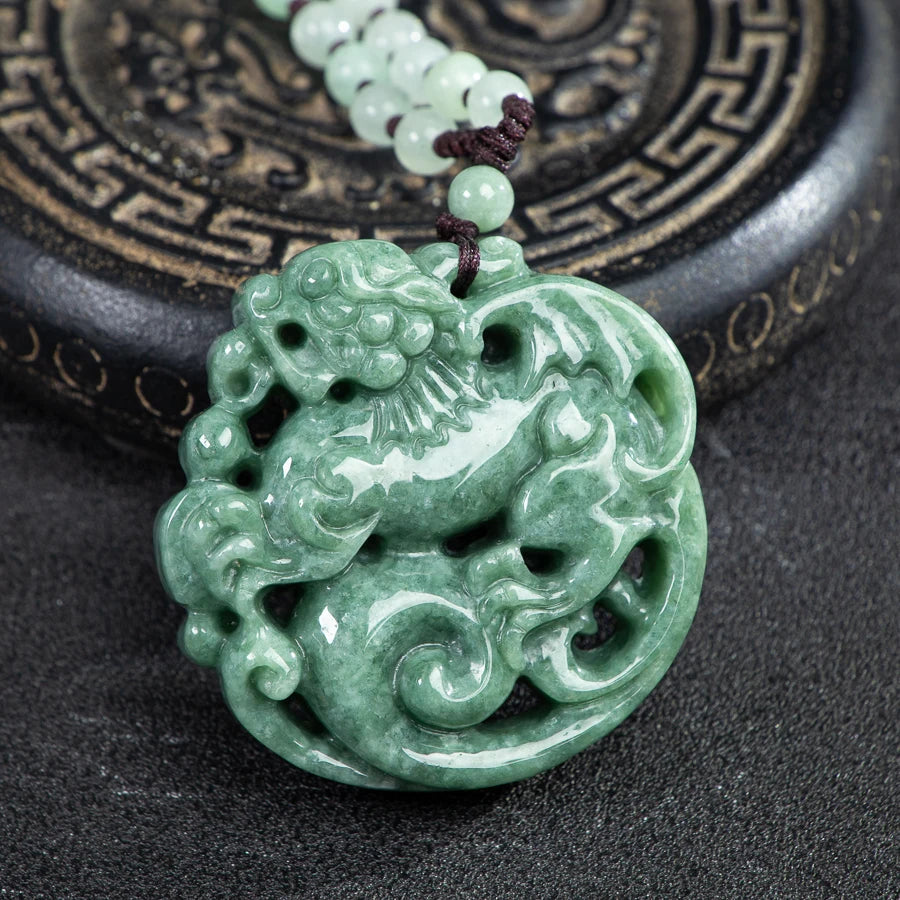 Green Jade Ruyi Qilin Pendant-ToShay.org