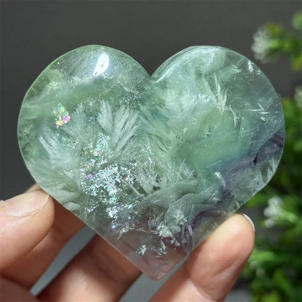 Green Feather Fluorite Heart-ToShay.org