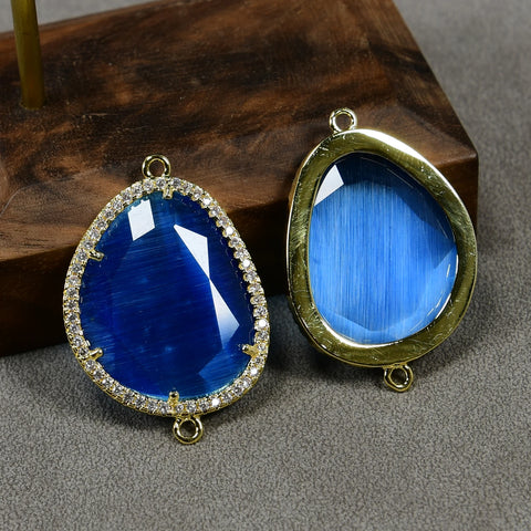 Blue Cats Eye Pave Charms-ToShay.org