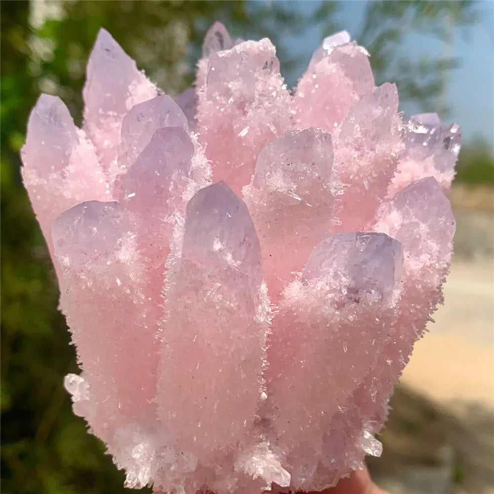 Pink Quartz Crystal Cluster-ToShay.org