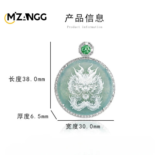 Blue Jadeite Dragon Pendant-ToShay.org