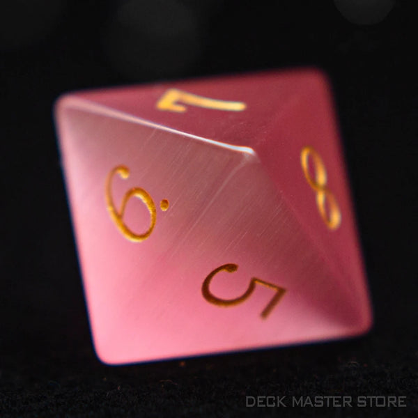 Pink Cats Eye Platonic Solid Dice-ToShay.org