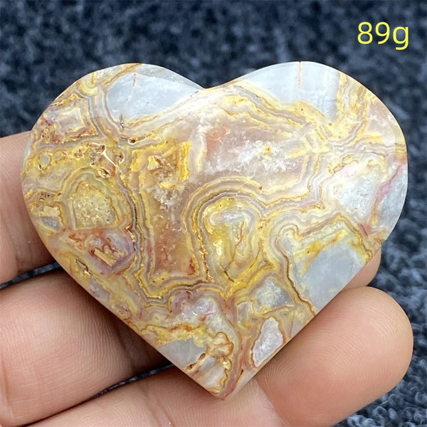 Yellow Crazy Agate Hearts-ToShay.org