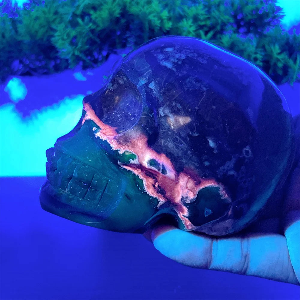 Volcano Agate with Calcite Skull Natural Crystal Home Decoritems Room decor Luck Quartz Stone Garden Reiki Healing Energy Love-ToShay.org