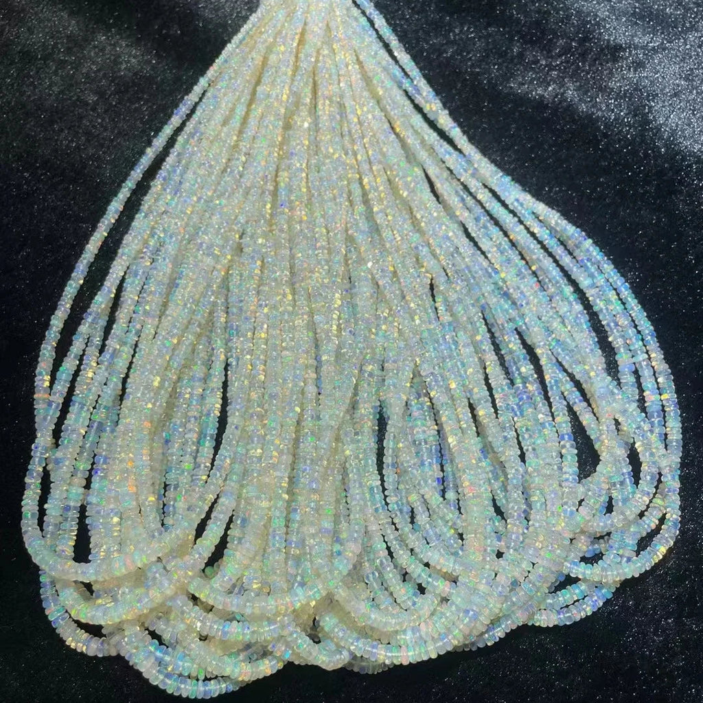 White Opal Rondelle Beads-ToShay.org