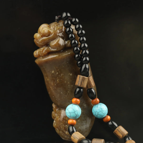 Yellow Jade Dragon Pendant-ToShay.org