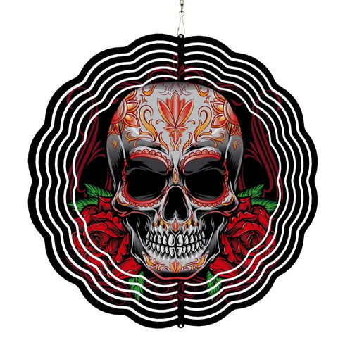 Skull Rose Wind Spinner-ToShay.org