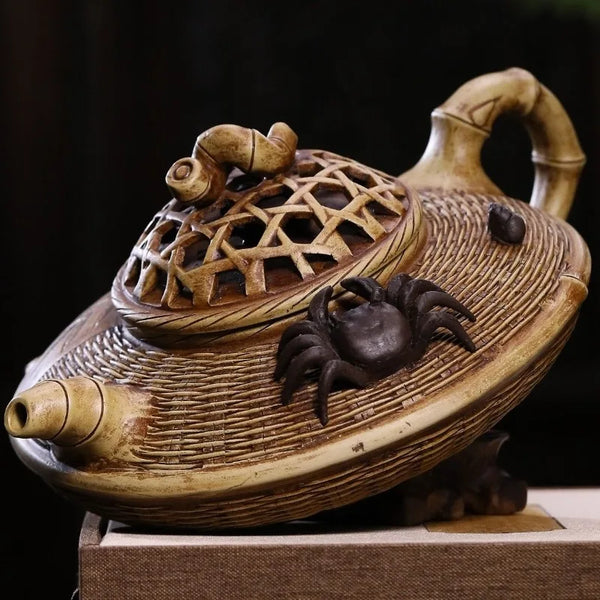 Bamboo Crab Pot Clay Teapot-ToShay.org