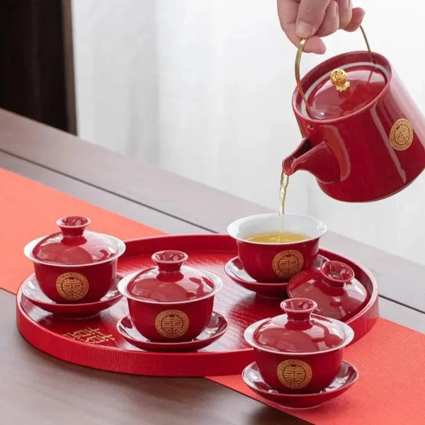 Red Ceramic Tea Sets-ToShay.org