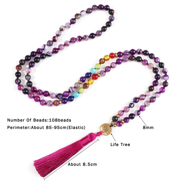 Purple Stripe Agate Mala Beads-ToShay.org