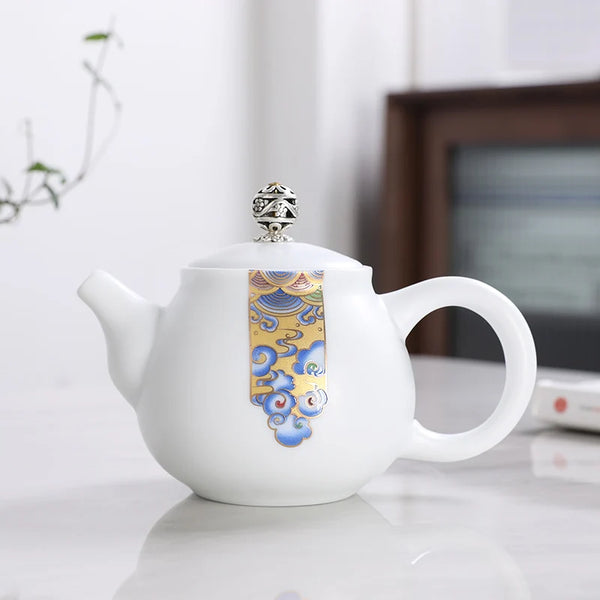 White Painted Porcelain Teapots-ToShay.org