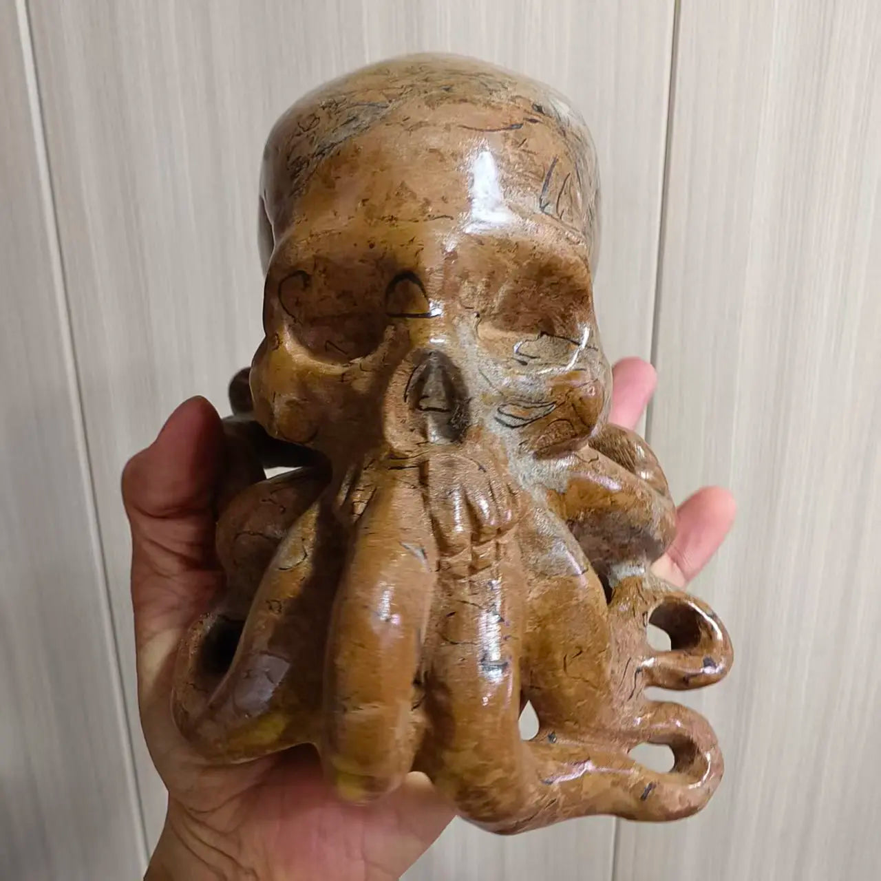 Brown Jasper Octopus Skull-ToShay.org
