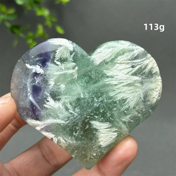 Green Feather Fluorite Heart-ToShay.org