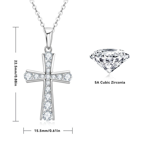 Silver Diamond Cross Pendant-ToShay.org