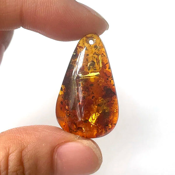 Yellow Piebald Amber Pendant-ToShay.org