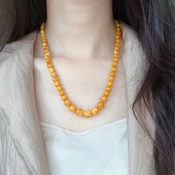 Yellow Amber Bead Necklace-ToShay.org