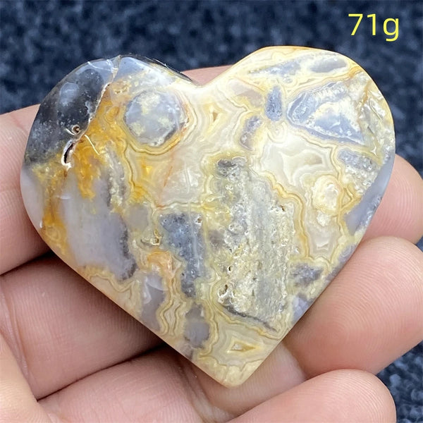 Yellow Crazy Agate Hearts-ToShay.org