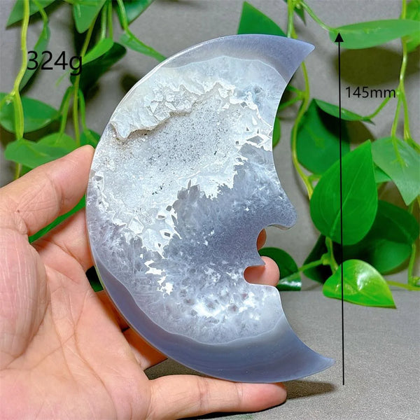 Blue Agate Druzy Moon-ToShay.org