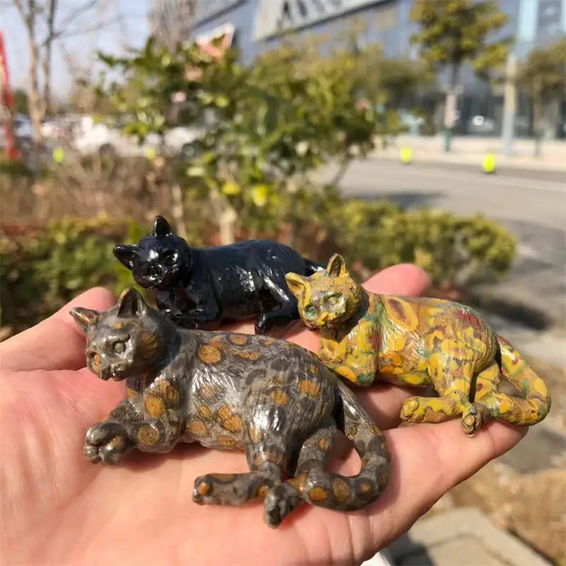 7cm Natural Quartz Cartoon Cat Carving Crystal Animal Healing Stone Polished Mineral Home Decor Ornament-ToShay.org