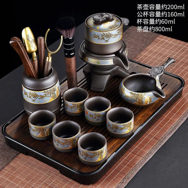 Black Ceramic Rotation Tea Sets-ToShay.org
