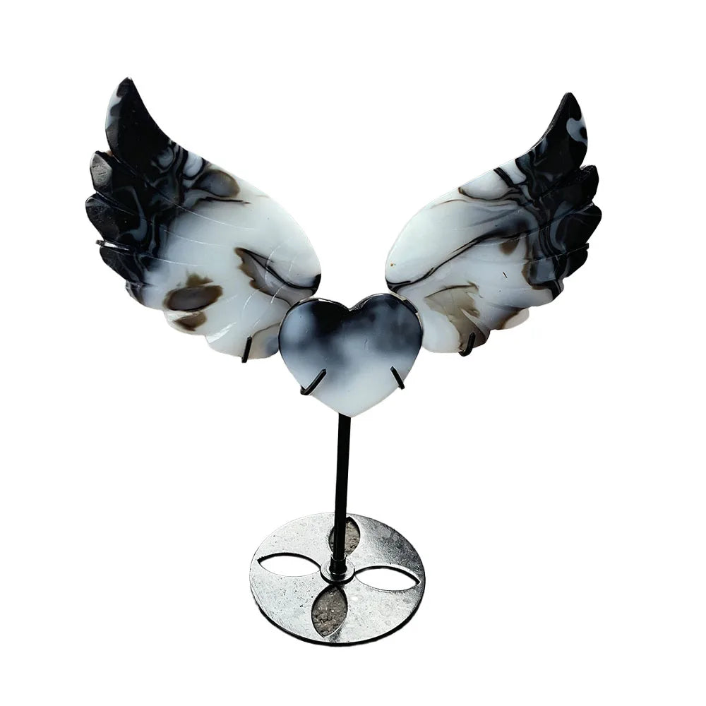 White Black Zebra Stone Angel Wings-ToShay.org