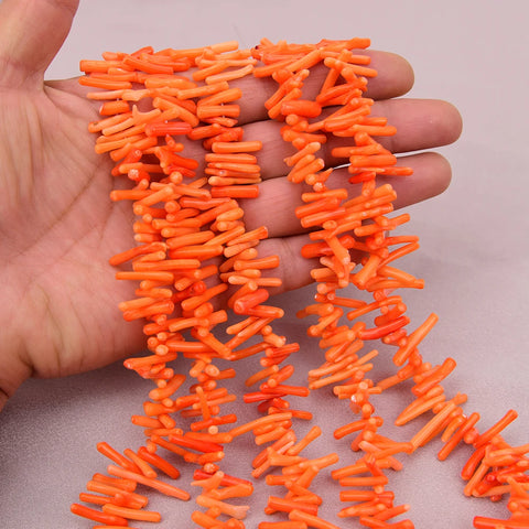 APDGG 5 Strands 4x20mm Orange Color Coral Branch Loose Beads 16" Jewelry Making DIY-ToShay.org