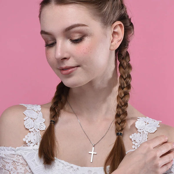 Silver Cross Pendant Necklace-ToShay.org