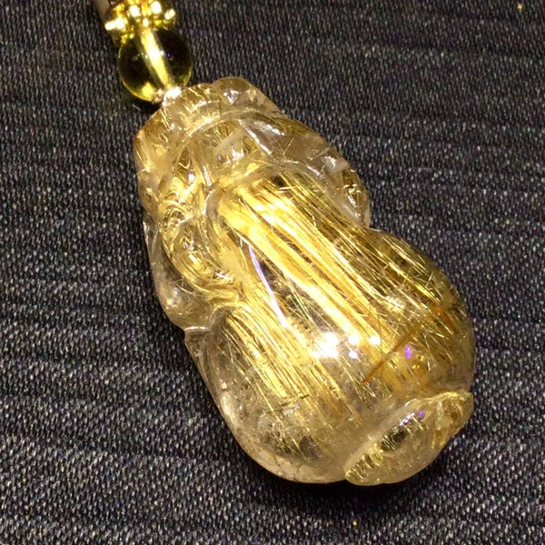 Gold Rutilated Quartz Pendant-ToShay.org
